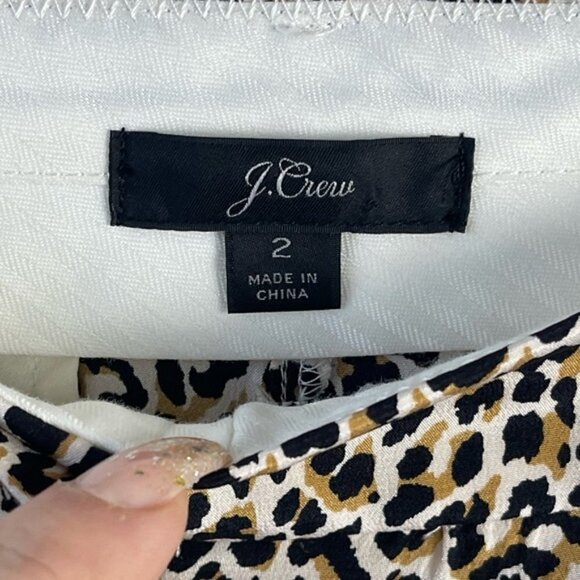 J Crew Wide-leg cropped high rise pant in animal leopard-print silk size 2 - Picture 10 of 12
